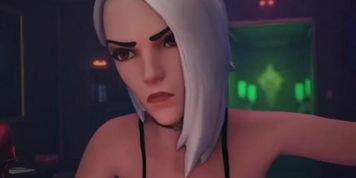 Mercy gets her futa dick sucked by Ashe while tied up