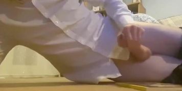 Secret wank while wife in bed. Will I get caught?! Feeling horny and cumming on a book 