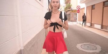 Braless Lana    Upskirt