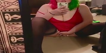 Big titty emo girlfriend slips finger in pussy