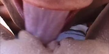 Eating my wifes pussy on the beach