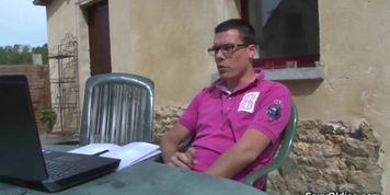 Busty French housewife Lucie Luke anal fucked in the garden