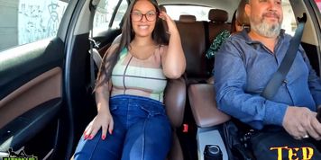 Bruna Paz shows her all natural body and giant breasts on the streets in the car - Ma Santos Oficial