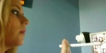 Blond teen smoking
