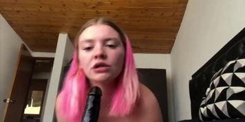 Epic dildo blowjob  throatjob by thick white girl