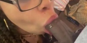 Ebony Mature Sucking On A BBC