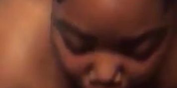 Ebony BBW slobbers on BBC and begs for nut!