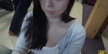 HUNT4K. Cuckold is watching how his beloved makes money with pussy