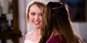Busty blonde girl facesits and licks a petite brunette girl (Aften Opal, Nikole Nash)