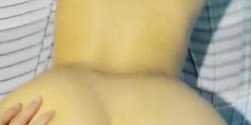 Young beautiful girl fucking in doggy style ends with cum inside her pussy
