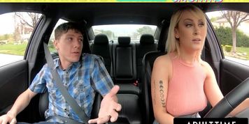 Adult Time - Taxi Driver Milf Maxim Law Flashes Her Perfect Tits & Works His Cock Hard For 5 Stars (Rion King)