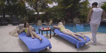 Two hot step sisters Nikki Sweet and Alessia Luna in threesome with the pool guy (Lunas Cam, Niki Sweet, Niky Sweet, Sara Del Rey)