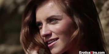 Irish girl enjoys the coastline and a oral