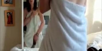 Milf rubs one out after shower
