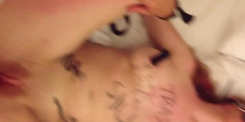 Worthless slut blindfolded and tied down
