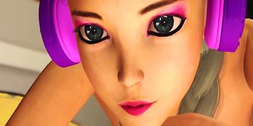 3DXPASSION - Cute teenage gamer girl with headphones gets fucked by a midget pervert in the living room
