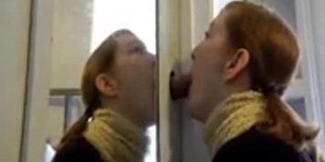 Redhead Sucks Dick In Homemade Gloryhole