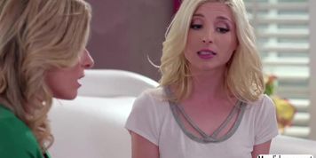 Cory lectures her stepdaughter by licking her clit