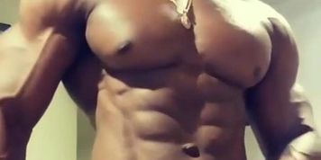 Hot, Hung, Black Muscle Hunk Trains, Flexes and Fucks