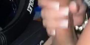 Friend sucks my huge dick in car 