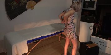 Hidden Camera in Massage Parlor - Chubby Masseur Fucks Client