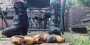 Rocker Boots Banana Stomp  Feet Worship  Feet Pov  Feet Tease ( Whispers )