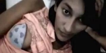 Webcam solo with an Indian chick flashing her tits