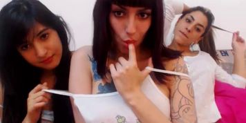 Brunette lesbian girls naked on the bed