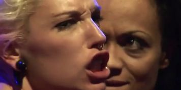 PORNONSTAGE - lesbian fisting on public stage