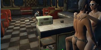 Lesbian sex with Trudy, the owner of the cafe  Fallout 4, Porno Game 3d