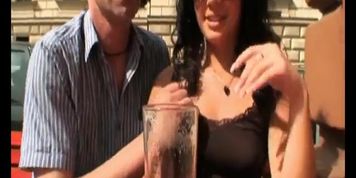 Brunette girl gets fucked in public