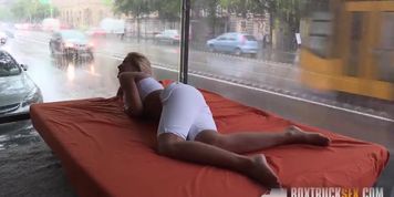 Cherry Kiss fucked in public just few steps away of the people