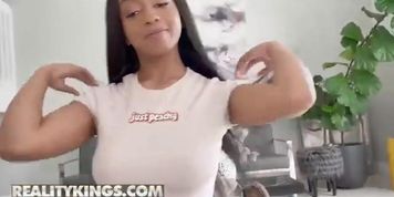 Incredible black lady with big naturals taking dick (Jacqueline Back)