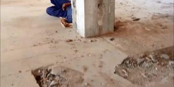 Homeless man jerking in a construction palace