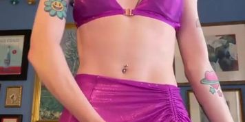 Sexy teen tgirl in pink dress