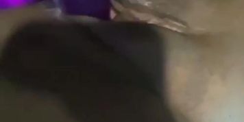 Hot Pink Pussy Creams All Over Purple Dildo