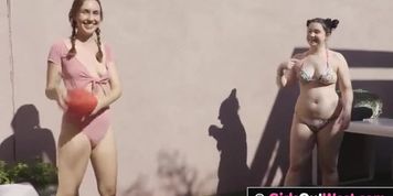 Barbecue ends for three cuties with sex in the backyard