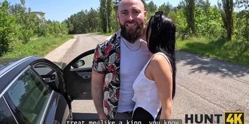 HUNT4K. Hottie with natural boobs cheated in public