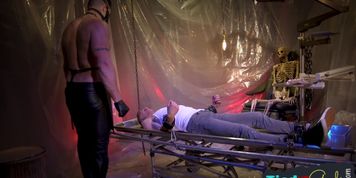 Blindfolded cbt sub gets whipped by hunky dom