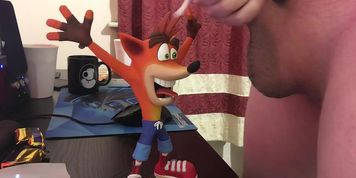 Cumming on Crash Bandicoot figurine