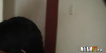 Natural boobs Latina teen sucks guy off (BAD BITCH)