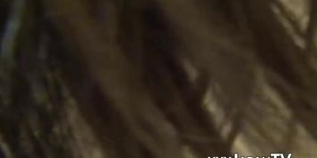 Japanese chick in traditional Asian outfit slobbers on dick