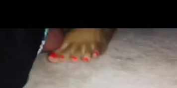 Asian wife practices ball stomping self defense training 