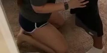 My roommate went to the store so his GF came in my room and sucked my cock 