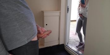 I pull out my dick in front of fit neighbor's sister.
