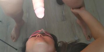 Deepthroat & facial for a cute little Asian
