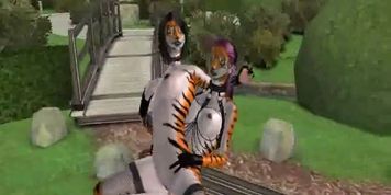 Two horny 3D furries going at it in a public park