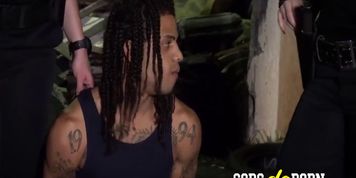 Black stud is banging two slutty MILFs in a back alley!