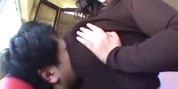 Busty naughty girl plays with her stunning boobs