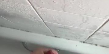 Playing with my rough wet dick in the shower with big cumshot 